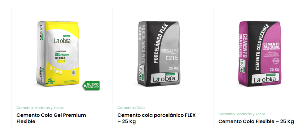 Productos de Cemento Cola de la web de Cadena de Suministro La Obra